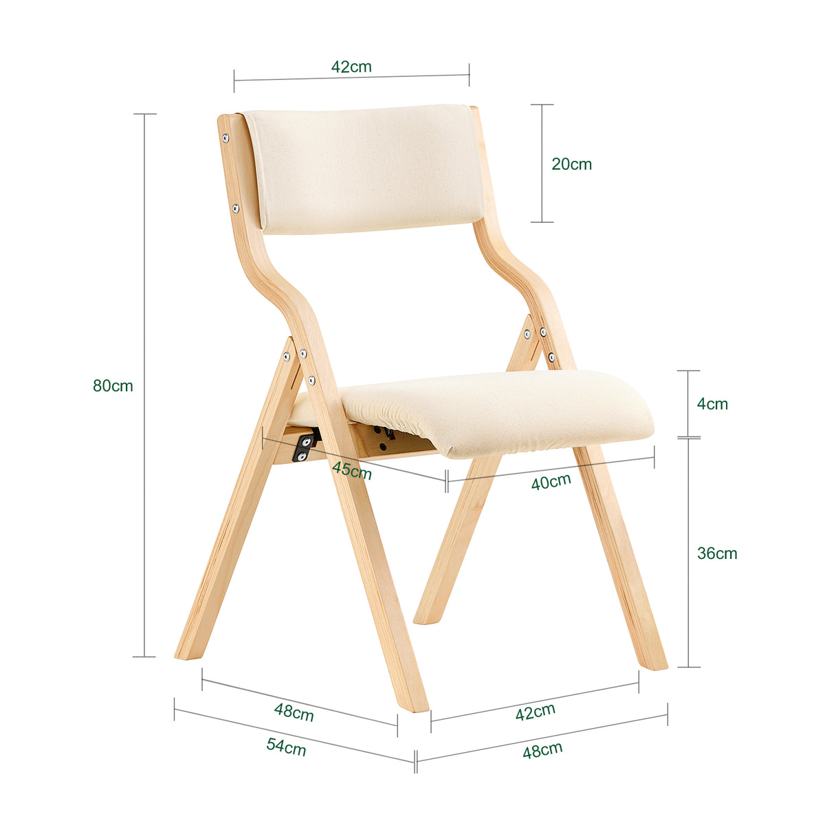 SoBuy FST40-W Chaise Pliante Confortable en Bois – Assise et Dossier Rembourrés – Blanc