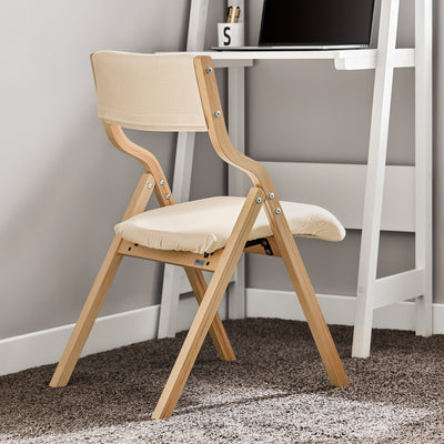 SoBuy FST40-W Chaise Pliante Confortable en Bois – Assise et Dossier Rembourrés – Blanc