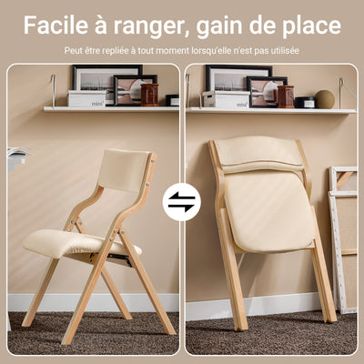 SoBuy FST40-W Chaise Pliante Confortable en Bois – Assise et Dossier Rembourrés – Blanc