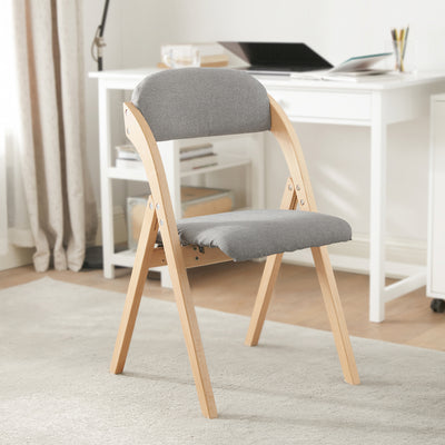 SoBuy FST92-Nx2 Lot de 2 Chaises Pliantes Rembourrées en Bois – Gris Clair