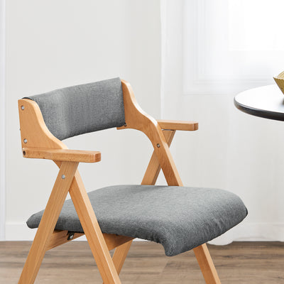 SoBuy FST98-HG Chaise Pliante avec Coussin, Confortable et Gain de Place, Pliable, Design Fonctionnel, Usage Quotidien, Format Pratique, Compact – Bois, Gris