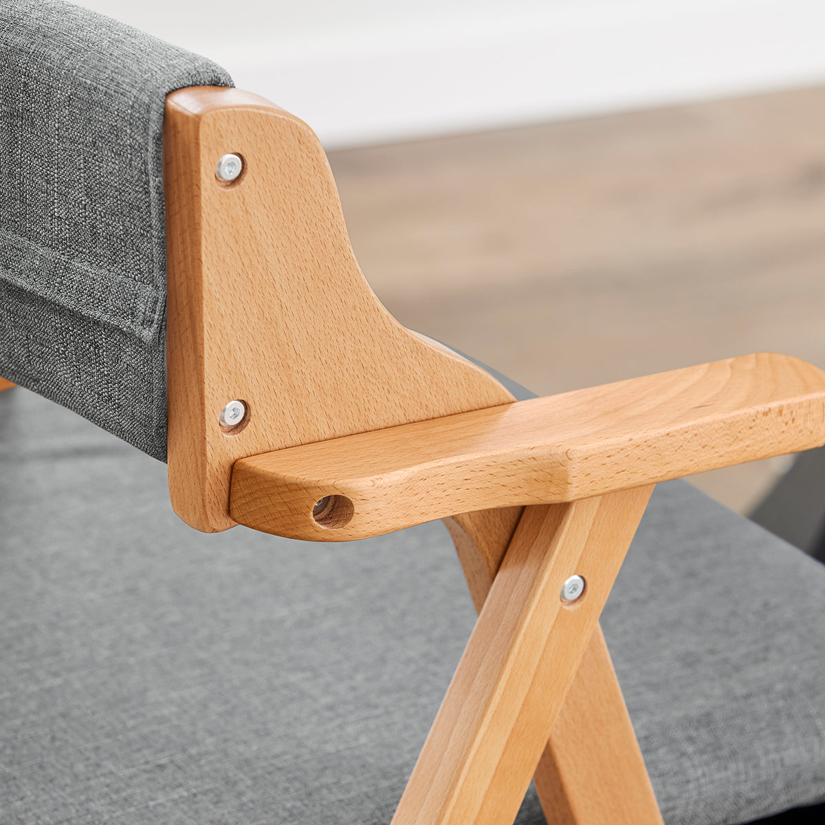 SoBuy FST98-HG Chaise Pliante avec Coussin, Confortable et Gain de Place, Pliable, Design Fonctionnel, Usage Quotidien, Format Pratique, Compact – Bois, Gris