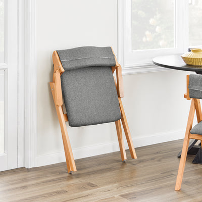 SoBuy FST98-HG Chaise Pliante avec Coussin, Confortable et Gain de Place, Pliable, Design Fonctionnel, Usage Quotidien, Format Pratique, Compact – Bois, Gris
