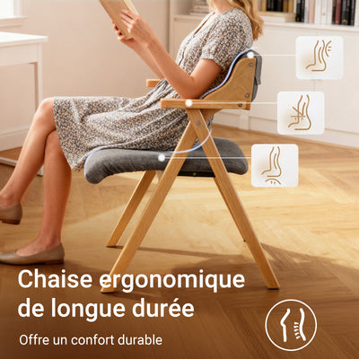 SoBuy FST98-HG Chaise Pliante avec Coussin, Confortable et Gain de Place, Pliable, Design Fonctionnel, Usage Quotidien, Format Pratique, Compact – Bois, Gris