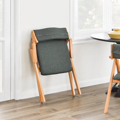 SoBuy FST98-SG Chaise Pliante avec Coussin, Confortable et Gain de Place, Pliable, Design Fonctionnel, Usage Quotidien, Format Pratique – Bois, Gris Foncé