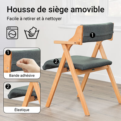 SoBuy FST98-SG Chaise Pliante avec Coussin, Confortable et Gain de Place, Pliable, Design Fonctionnel, Usage Quotidien, Format Pratique – Bois, Gris Foncé
