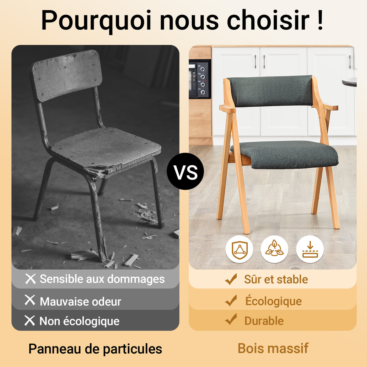 SoBuy FST98-SG Chaise Pliante avec Coussin, Confortable et Gain de Place, Pliable, Design Fonctionnel, Usage Quotidien, Format Pratique – Bois, Gris Foncé