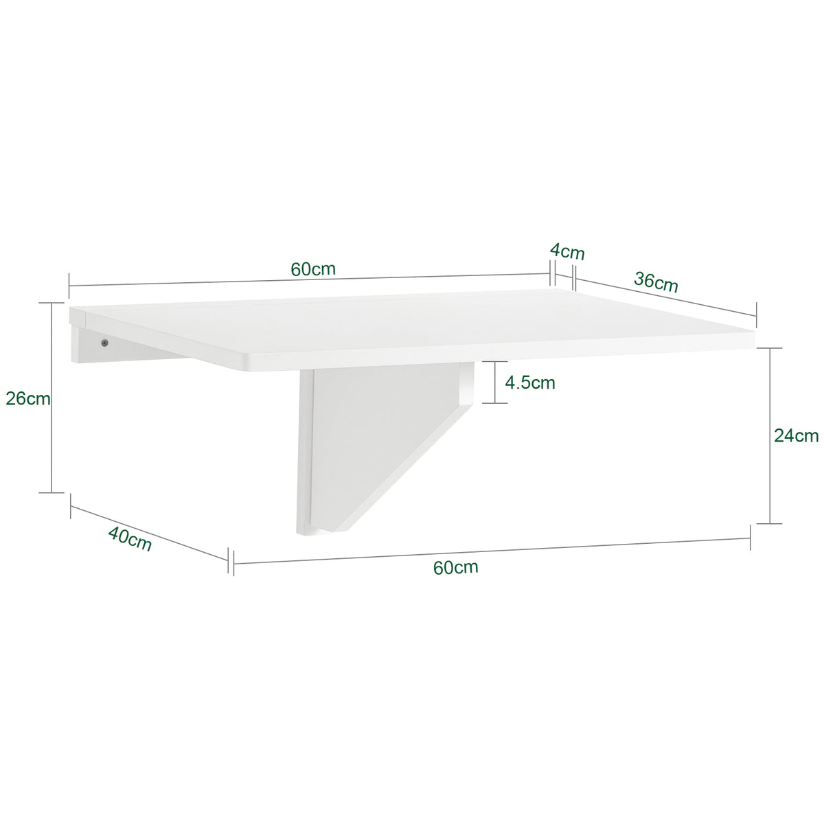 SoBuy FWT03-W Table Murale Pliante 60×40 cm – Bureau ou Table Repas, Charge 50 kg, Blanc