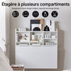 SoBuy FWT07-II-W Table murale rabattable 90 x 60 cm avec étagère intégrée – Bureau mural gain de place blanc