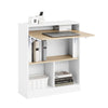 SoBuy FWT104-WN Bureau Rabattable Compact avec Rangement Intégré – Blanc et Naturel
