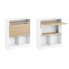 SoBuy FWT104-WN Bureau Rabattable Compact avec Rangement Intégré et Gestion des Câbles – L70×P57×H85 cm, Charge max. 81 kg, MDF, Blanc et Naturel