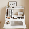 SoBuy FWT105-II-W Bureau Rabattable Ultra-fin 25 cm avec Étagères et Boîte Coulissante à Roulettes – Blanc, 64×25×100,6 cm