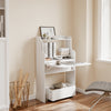 SoBuy FWT105-II-W Bureau Rabattable Ultra-fin 25 cm avec Étagères et Boîte Coulissante à Roulettes – Blanc, 64×25×100,6 cm