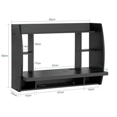SoBuy FWT18-Sch Table Murale Bureau avec Étagère intégrée Armoire de Rangement Murale