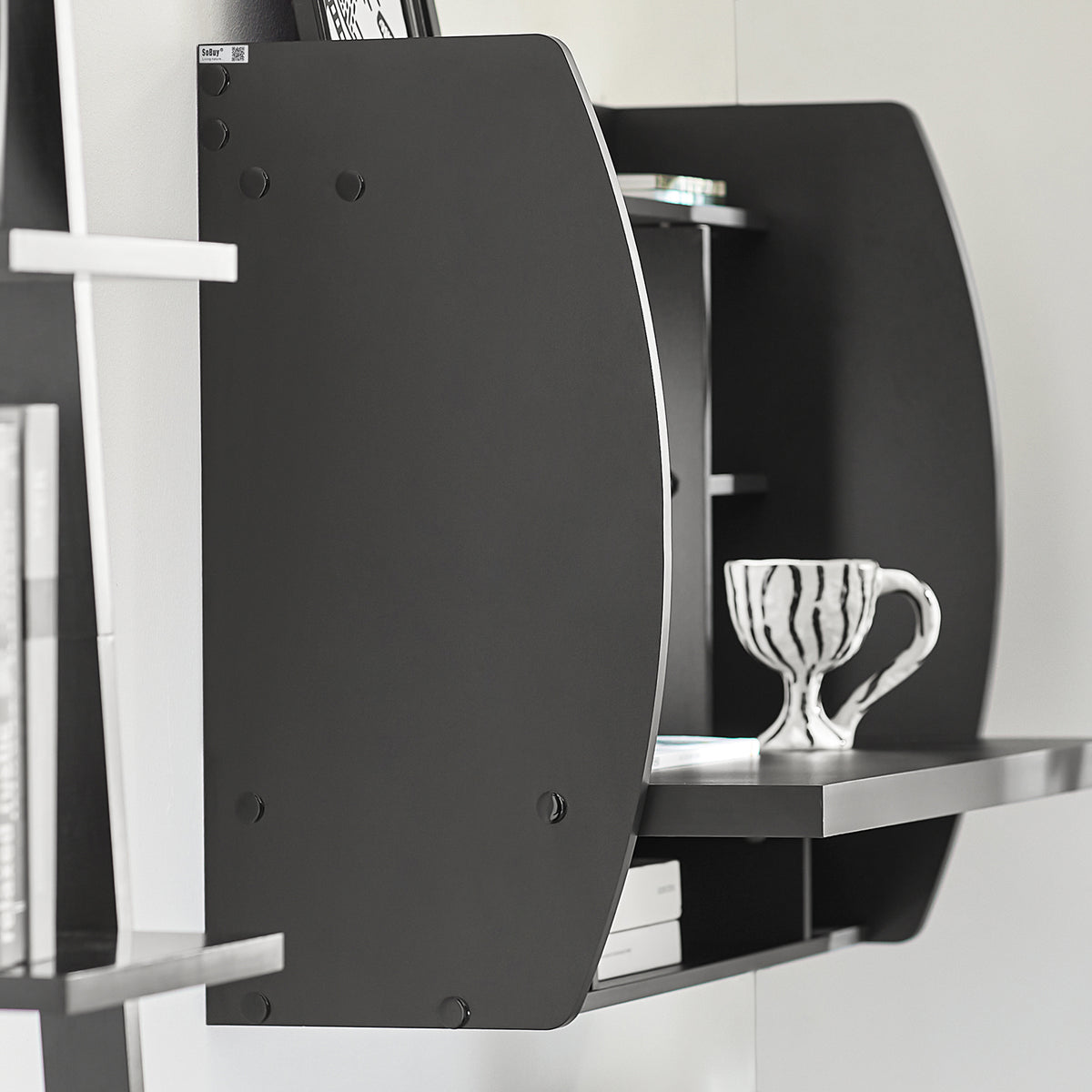 SoBuy FWT18-Sch Table Murale Bureau avec Étagère intégrée Armoire de Rangement Murale