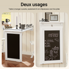 SoBuy FWT20-W Table Murale Rabattable à Manger Pliable avec Tableau Mémo Extensible Gain de Place pour Cuisine, Bureau et Petits Espaces Blanc 50cm x 75cm x 76cm