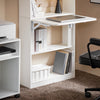 SoBuy FWT92-H-W Bureau pliable escamotable avec étagères 64 x 58 cm – Bureau ordinateur rabattable blanc gain de place
