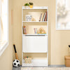 SoBuy FWT92-H-W Bureau pliable escamotable avec étagères 64 x 58 cm – Bureau ordinateur rabattable blanc gain de place