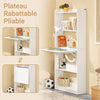 SoBuy FWT92-H-W Bureau pliable escamotable avec étagères 64 x 58 cm – Bureau ordinateur rabattable blanc gain de place