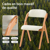 SoBuy FST92-W Chaise Pliante Bois Massif avec Housse Amovible – Crème