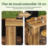 SoBuy FWT98-PF Table Haute Mange-Debout avec Plateau Extensible, Design Moderne, pour Cuisine et Salle à Manger, Design Fonctionnel – L120×P45/63×H95 cm
