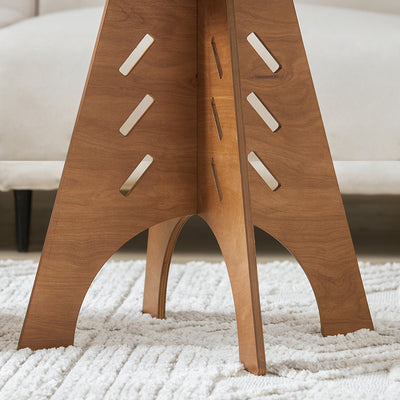 SoBuy HFBT01-BR  Table d'appoint Ronde en Bois Table Basse Ronde Table de Nuit Table de Chevet Bouts de Canapé en Tenons et Mortaises