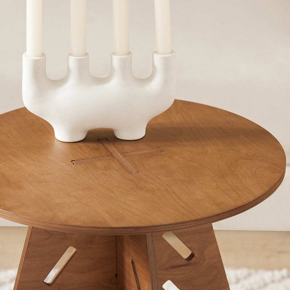 SoBuy HFBT01-BR  Table d'appoint Ronde en Bois Table Basse Ronde Table de Nuit Table de Chevet Bouts de Canapé en Tenons et Mortaises