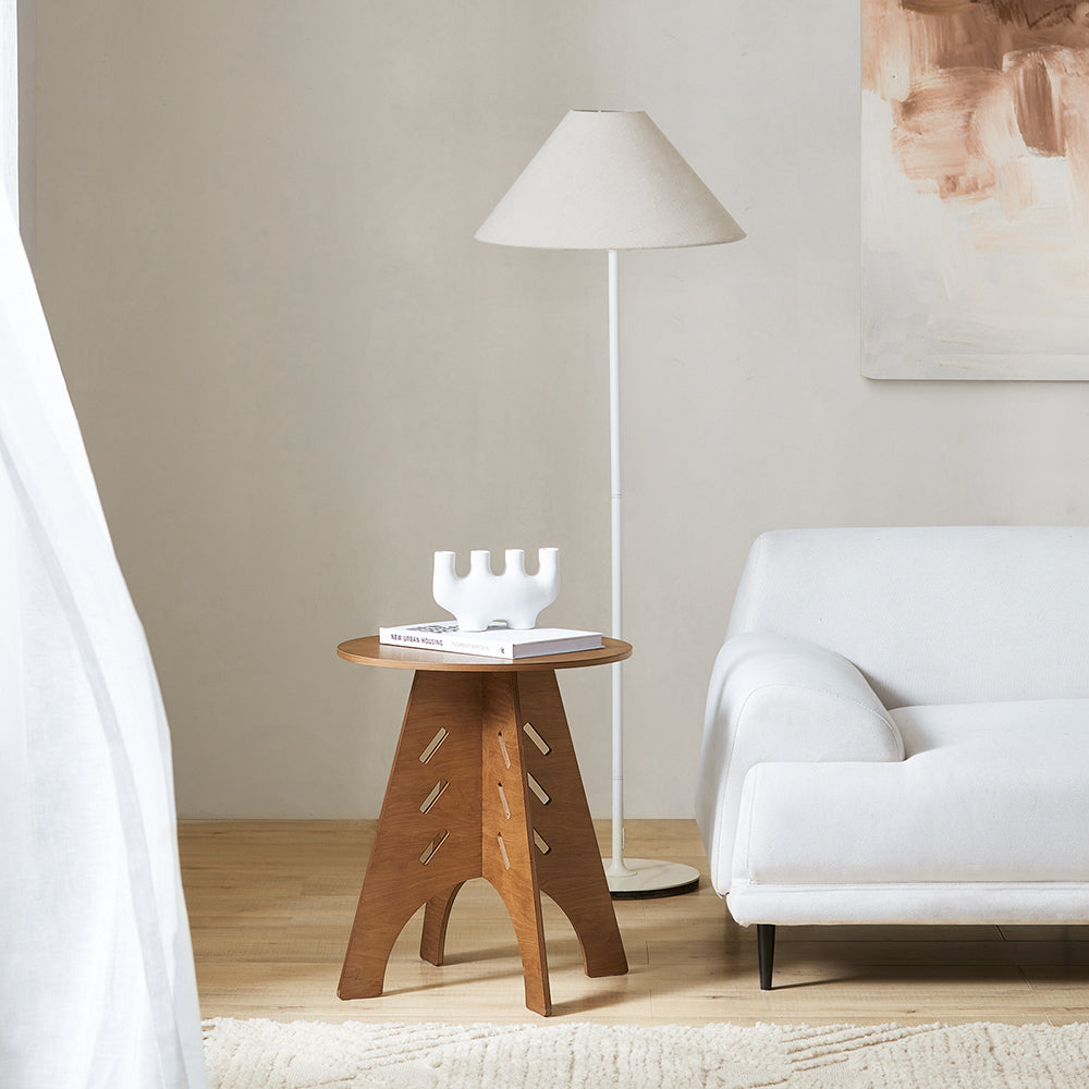 SoBuy HFBT01-BR  Table d'appoint Ronde en Bois Table Basse Ronde Table de Nuit Table de Chevet Bouts de Canapé en Tenons et Mortaises