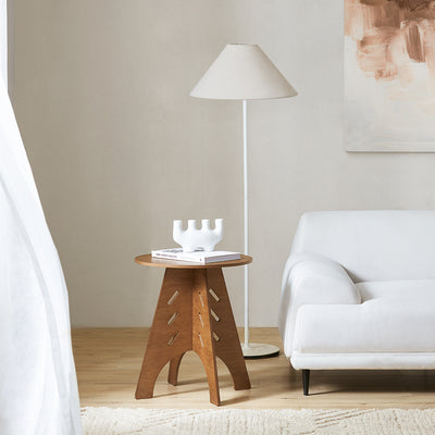 SoBuy HFBT01-BR  Table d'appoint Ronde en Bois Table Basse Ronde Table de Nuit Table de Chevet Bouts de Canapé en Tenons et Mortaises