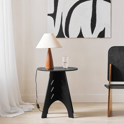 SoBuy HFBT01-SCH Table d'appoint Ronde en Bois Table Basse Ronde Table de Nuit Table de Chevet Bouts de Canapé en Tenons et Mortaises, Noir