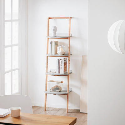 SoBuy HSTR02-K-HG Bibliothèque avec 4 Niveaux, pour Salon et Chambre, Rangement Optimisé, Design Fonctionnel, Usage Quotidien, Pratique – L44×P39×H169 cm, Gris