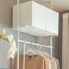 SoBuy KLS07-W Portant à vêtements télescopique solide - Penderie ouverte réglable avec tringles et étagères, Porte manteau pour chambre/dressing, Blanc