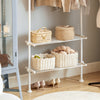 SoBuy KLS07-W Portant à vêtements télescopique solide - Penderie ouverte réglable avec tringles et étagères, Porte manteau pour chambre/dressing, Blanc