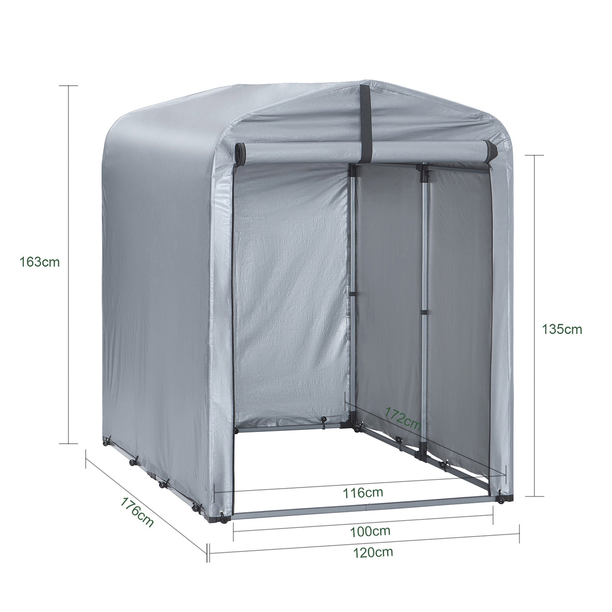 SoBuy KLS11-K Abri moto et vélo extérieur 120 x 176 x 163 cm avec crochets et aérations – Garage extérieur