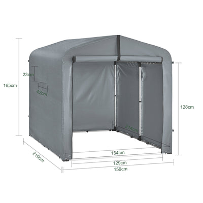 SoBuy KLS11-L-DG Grand garage moto extérieur 159 x 219 x 165 cm en aluminium avec crochets et aérations – Gris