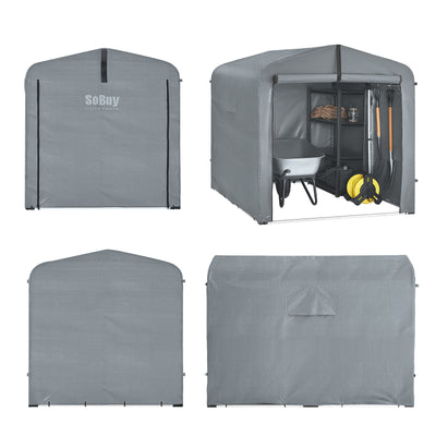 SoBuy KLS11-L-DG Grand garage moto extérieur 159 x 219 x 165 cm en aluminium avec crochets et aérations – Gris