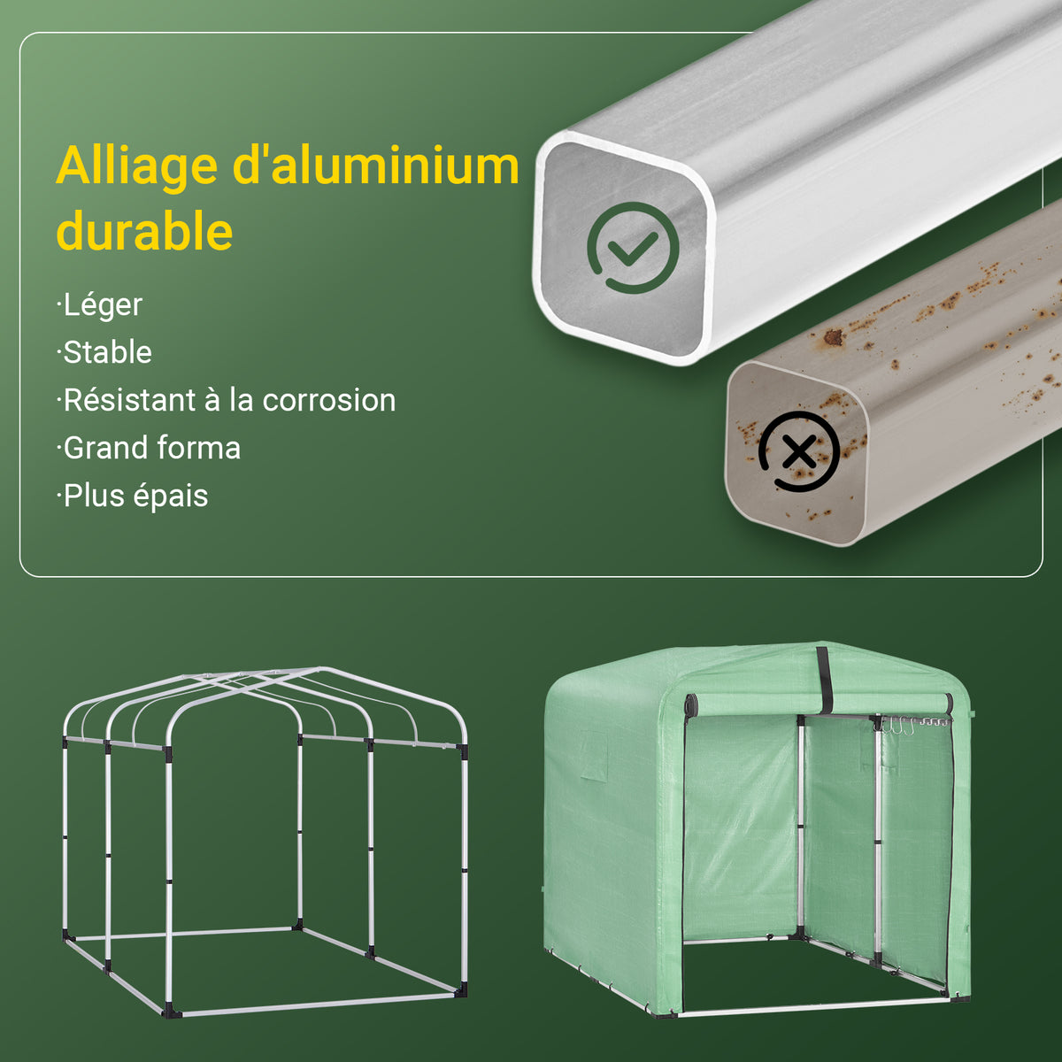 SoBuy KLS11-L-GR Abri de Jardin Imperméable avec Crochets, pour Vélo, Moto et Outils, Résistant à l’Humidité, Rangement Optimisé – L159×P219×H165 cm, Vert
