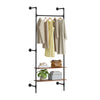 SoBuy KLS20-SCH Portant à Vêtements Mural Compact avec 2 Étagères MDF – Dressing Mural, Charge 45 kg, Noir Industriel 91,5×48