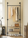 SoBuy KLS20-SCH Portant à Vêtements Mural Compact avec 2 Étagères MDF – Dressing Mural, Charge 45 kg, Noir Industriel 91,5×48×220 cm