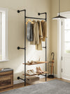 SoBuy KLS20-SCH Portant à Vêtements Mural Compact avec 2 Étagères MDF – Dressing Mural, Charge 45 kg, Noir Industriel 91,5×48×220 cm