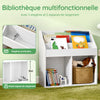 SoBuy KMB01-II-W Bibliothèque Enfant avec 3 Étagères, 2 Compartiments Ouverts, Coins Arrondis et Anti-Basculement – 68x30x68 cm, Blanc