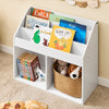SoBuy KMB01-II-W Bibliothèque Enfant avec 3 Étagères, 2 Compartiments Ouverts, Coins Arrondis et Anti-Basculement – 68x30x68 cm, Blanc
