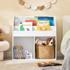 SoBuy KMB01-II-W Bibliothèque Enfant avec 3 Étagères, 2 Compartiments Ouverts, Coins Arrondis et Anti-Basculement – 68x30x68 cm, Blanc