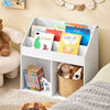 SoBuy KMB01-II-W Bibliothèque Enfant avec 3 Étagères, 2 Compartiments Ouverts, Coins Arrondis et Anti-Basculement – 68x30x68 cm, Blanc