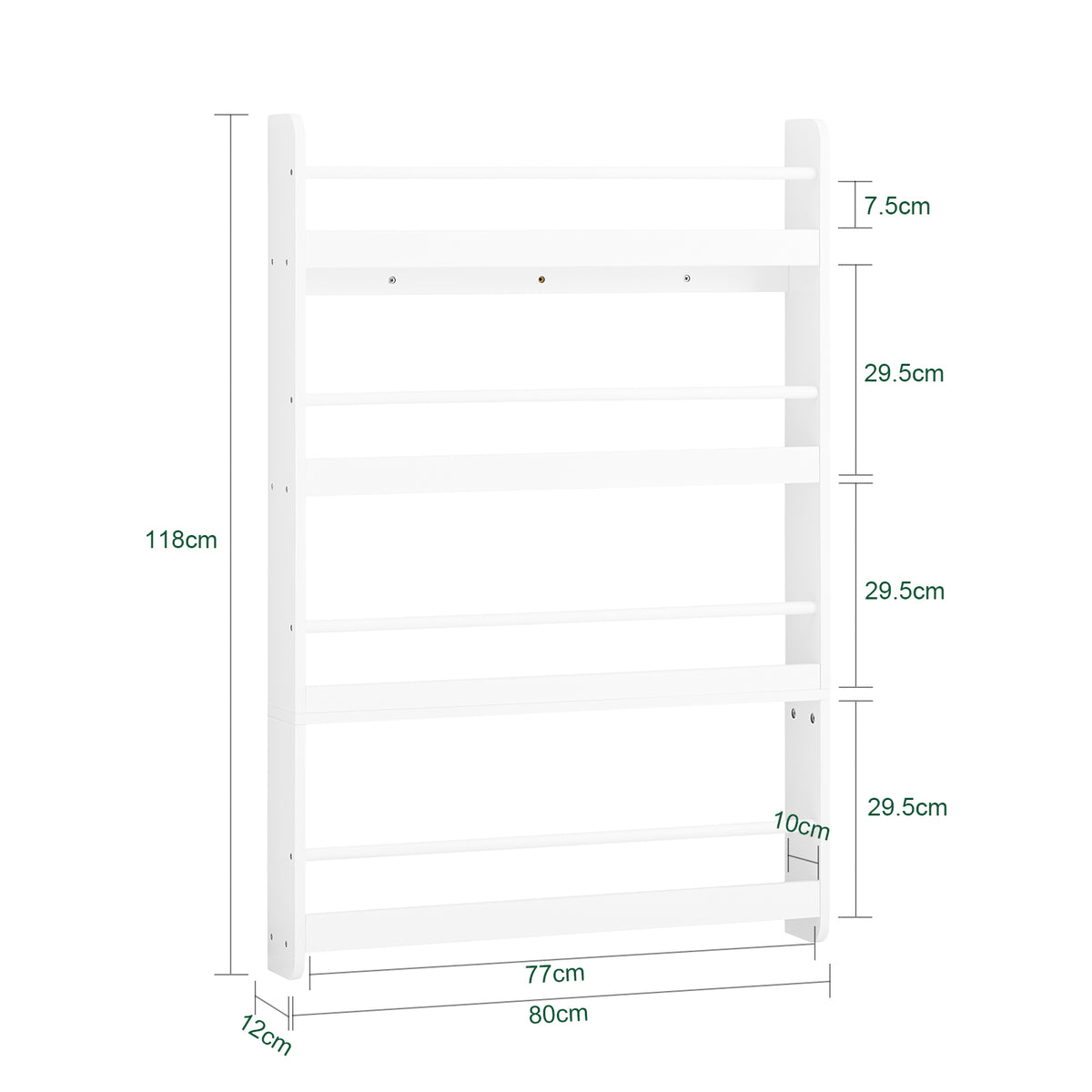 SoBuy KMB08-II-W Bibliothèque Enfant Montessori Murale, Étagère Livre Enfant 4 Niveaux, Meuble Rangement Enfant Gain de Place Blanc 80×12×118 cm