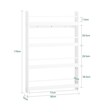 SoBuy KMB08-II-W Bibliothèque Enfant Montessori Murale, Étagère Livre Enfant 4 Niveaux, Meuble Rangement Enfant Gain de Place Blanc 80×12×118 cm