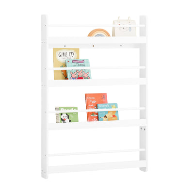 SoBuy KMB08-II-W Bibliothèque Enfant Montessori Murale, Étagère Livre Enfant 4 Niveaux, Meuble Rangement Enfant Gain de Place