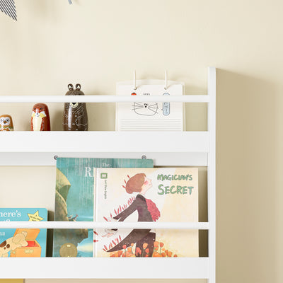 SoBuy KMB08-II-W Bibliothèque Enfant Montessori Murale, Étagère Livre Enfant 4 Niveaux, Meuble Rangement Enfant Gain de Place Blanc 80×12×118 cm