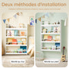 SoBuy KMB08-II-W Bibliothèque Enfant Montessori Murale, Étagère Livre Enfant 4 Niveaux, Meuble Rangement Enfant Gain de Place Blanc 80×12×118 cm