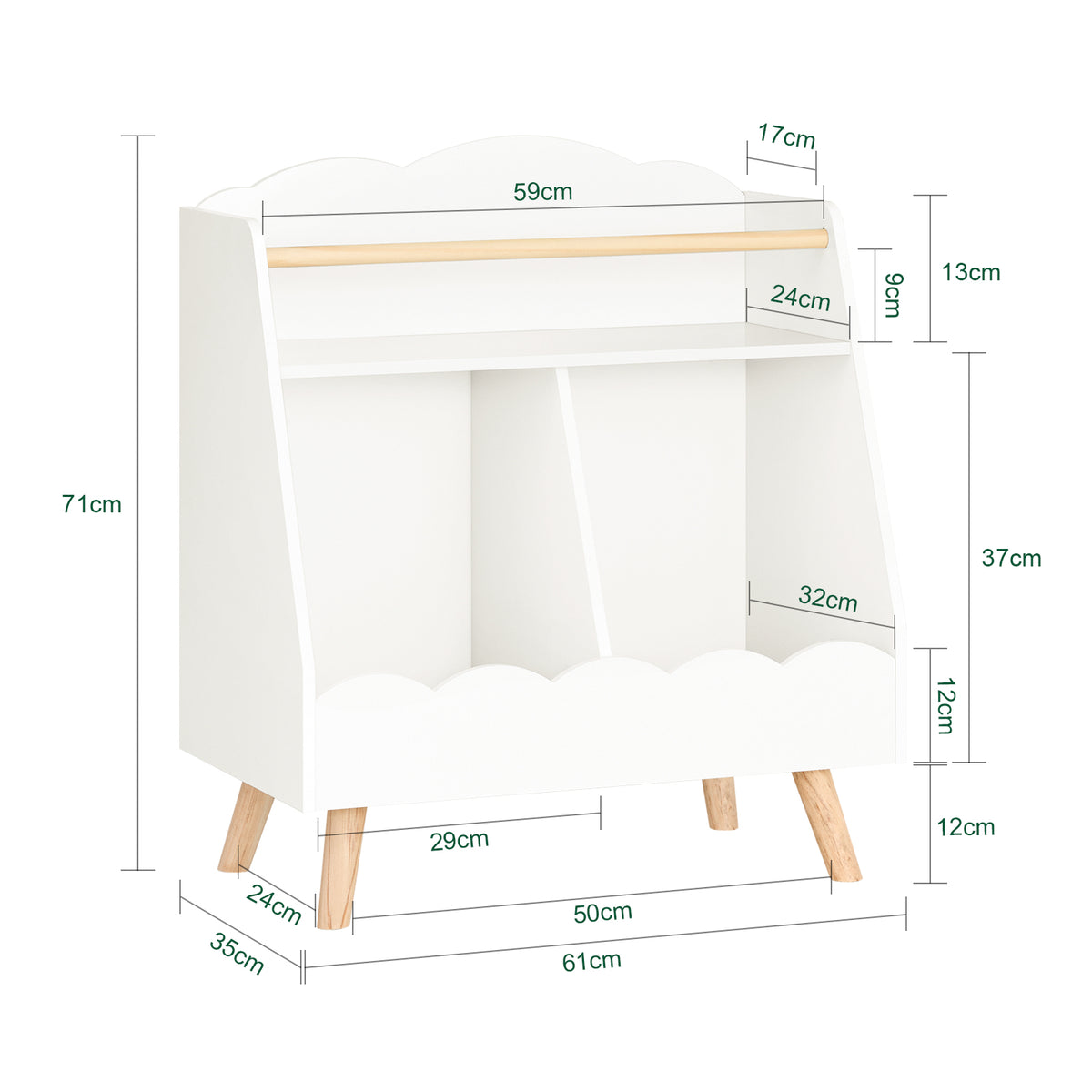 SoBuy KMB100-K-W Bibliothèque Enfant, Étagère à Livres, Étagère de Rangement Jouets pour Enfants,  2 Compartiments Ouverts
